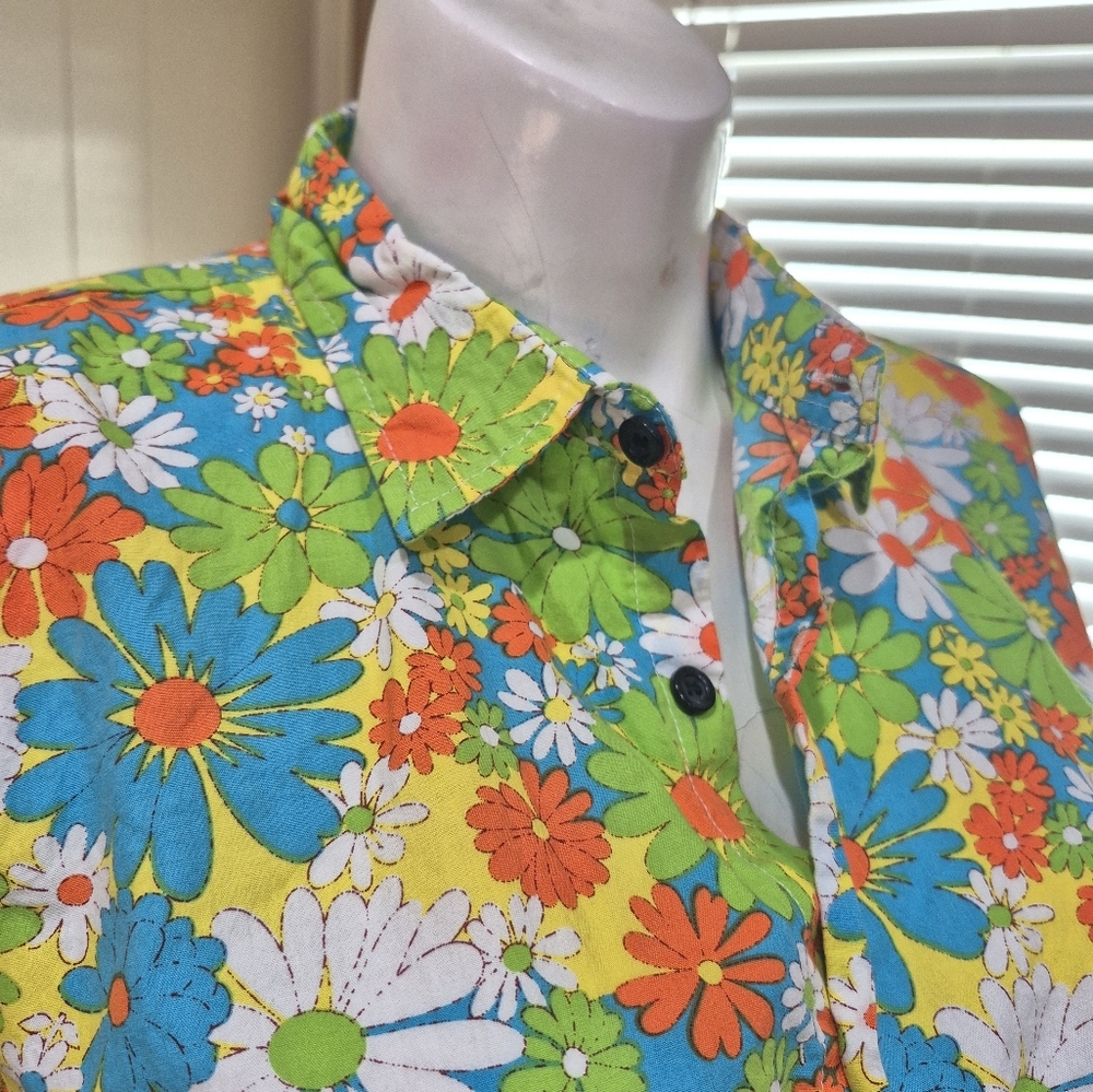 Floral Green and Orange Men's Shirt - Picture 4 of 10